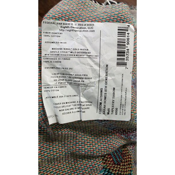 Eighth Generation Sarah Agaton Howes Tapestry Woodland Floral Throw Blanket 60 x - Picture 5 of 6